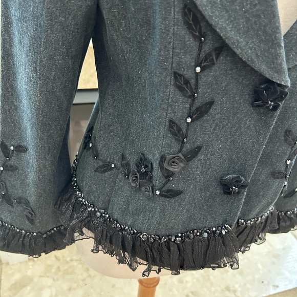 Vintage Mary Frances Embellished Black Jean Jacket - Picture 3 of 9